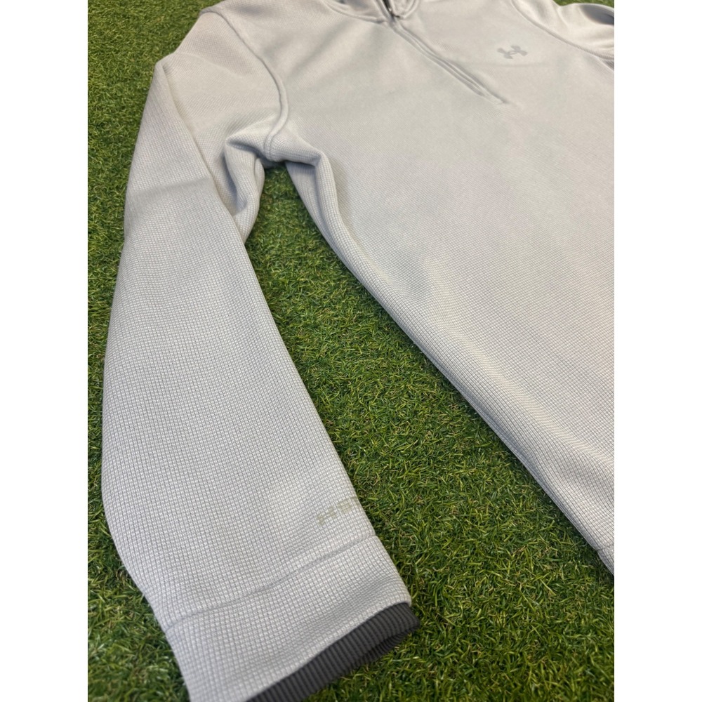 Under Armour Golf Mens Medium Gray Quarter Zip Pullover Storm Loose Fit Sweater - Picture 5 of 7